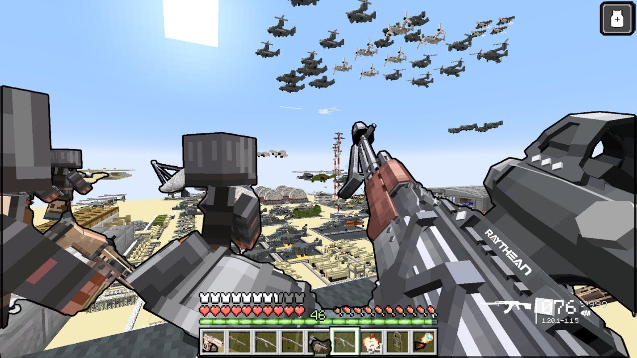 MODERN ARMY DESTROYS PILLAGER MILITARY BASE USING MODERN WEAPONS IN MINECRAFT