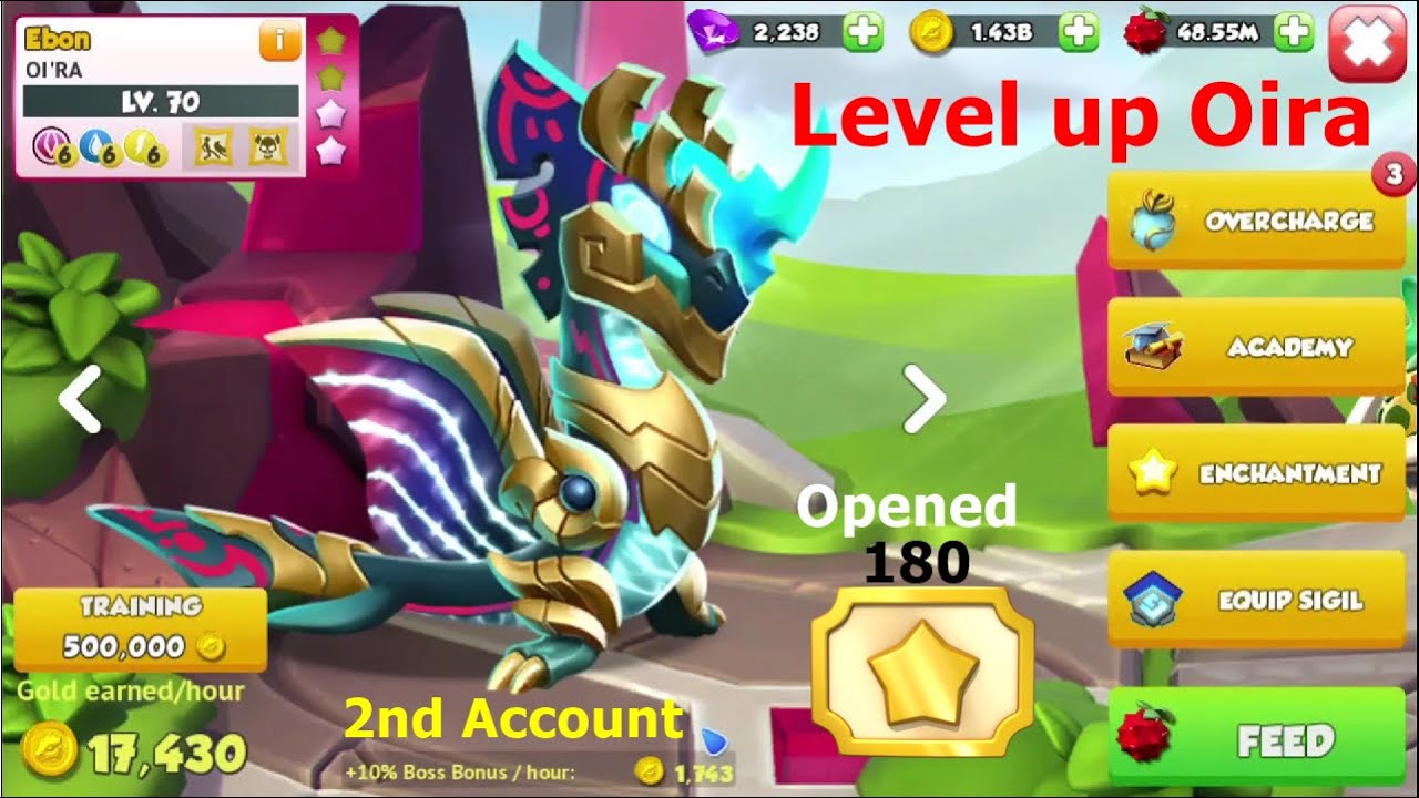 Ancient Oi'ra level up to 70-Dragon Mania Legends | Opened 180 Enchant Tickets | DML