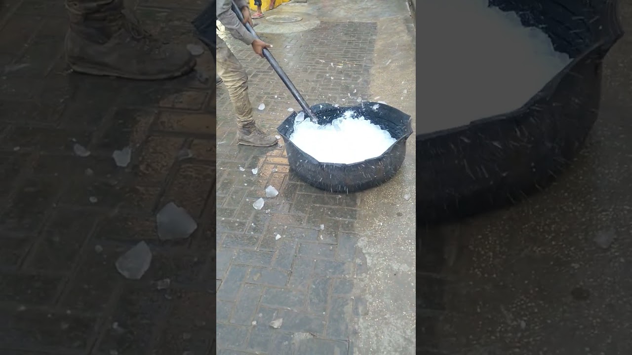 Breaking Of Ice Block Into Ice Crystals | Ice Crystals | Ice Breaking Video | Ice Satisfying Video