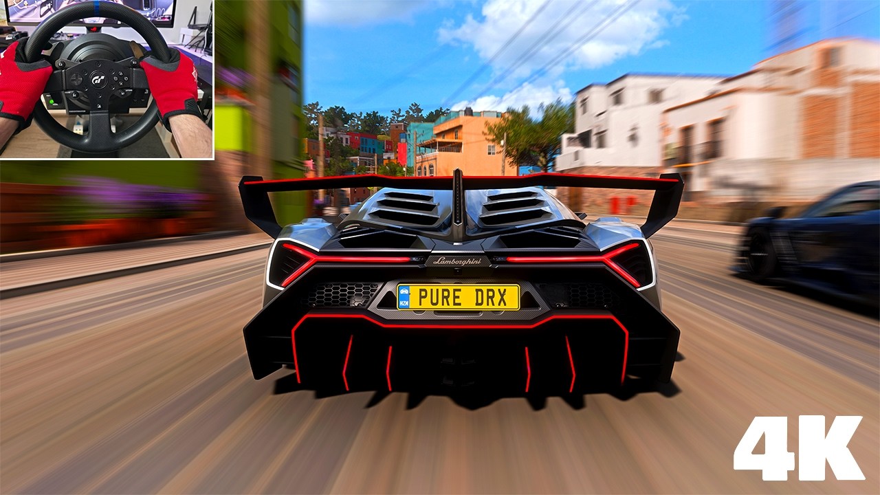 Lamborghini Veneno 1103HP VS Hypercars - Forza Horizon 5 | Steering Wheel Gameplay