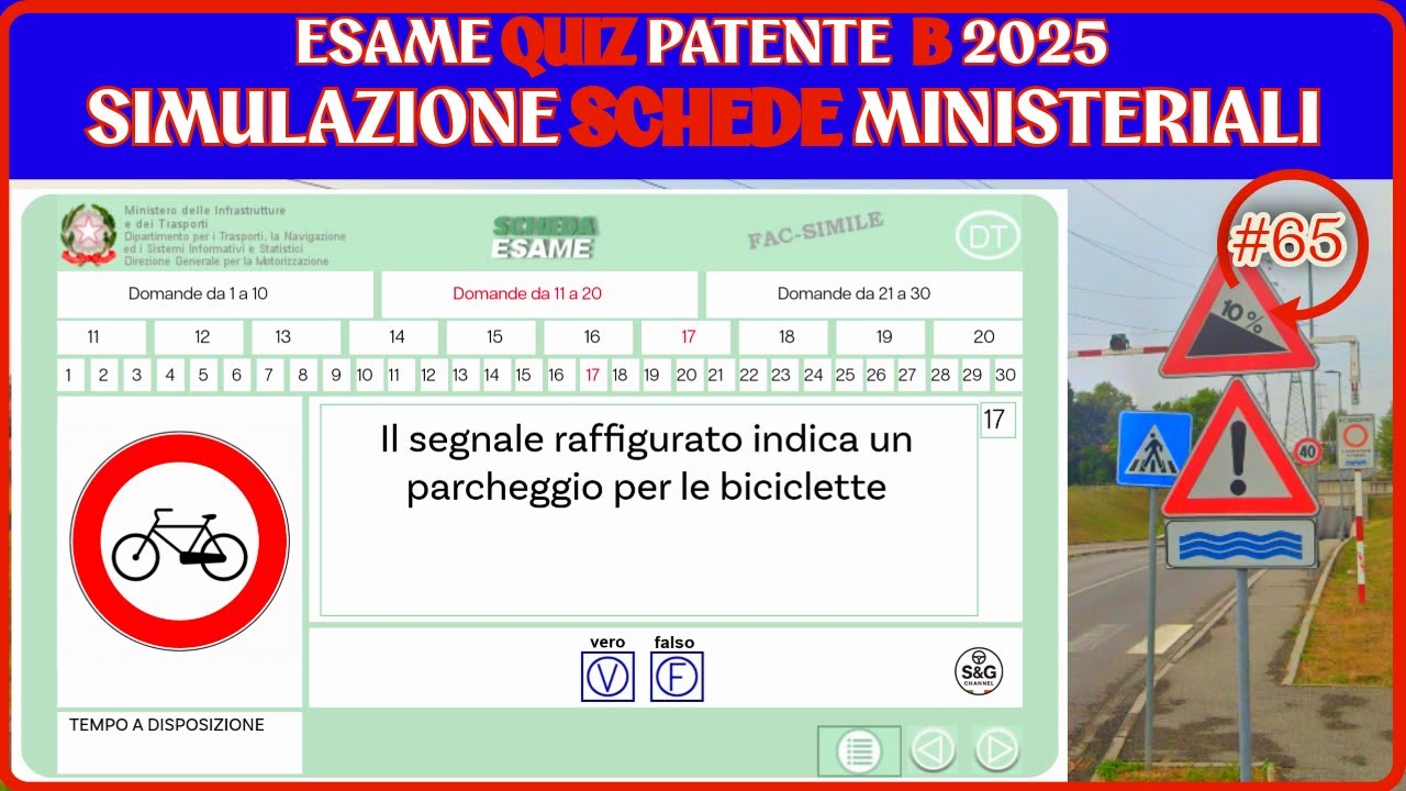 Exame Quiz Patente B 2025  _ SIMULAZIONE SCHEDE MINISTERIALI - 65