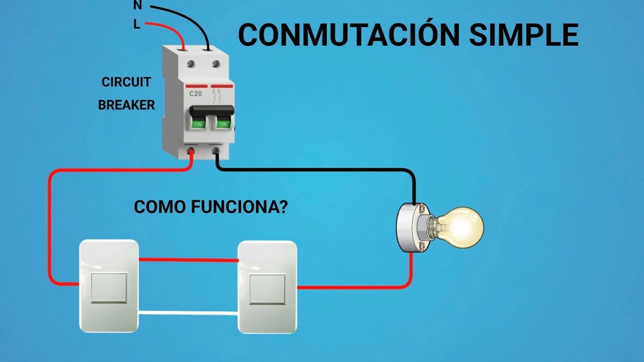 Interruptor Conmutación simple 1 lámpara⚡️Animación. #electricidad #electrician #circuitos 
