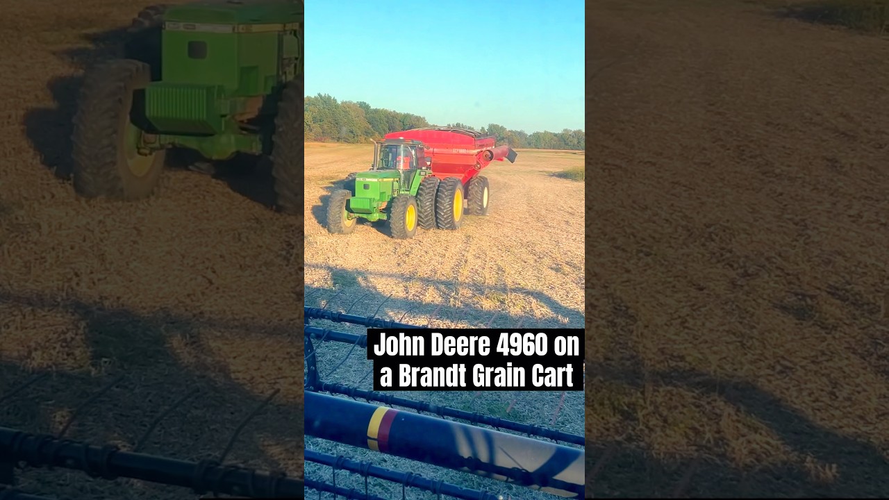John Deere 4960 Pulling a Grain Cart 