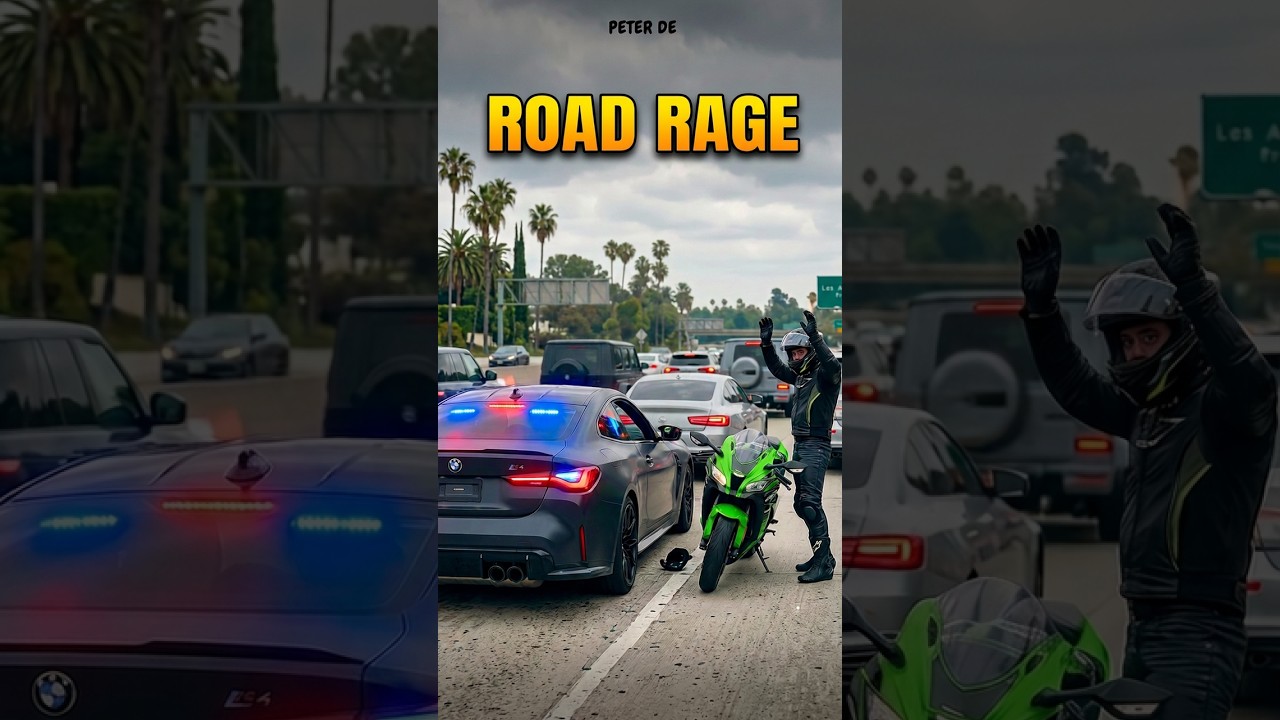 Biker Picks the Wrong Car to Confront! 😳 #police #shorts