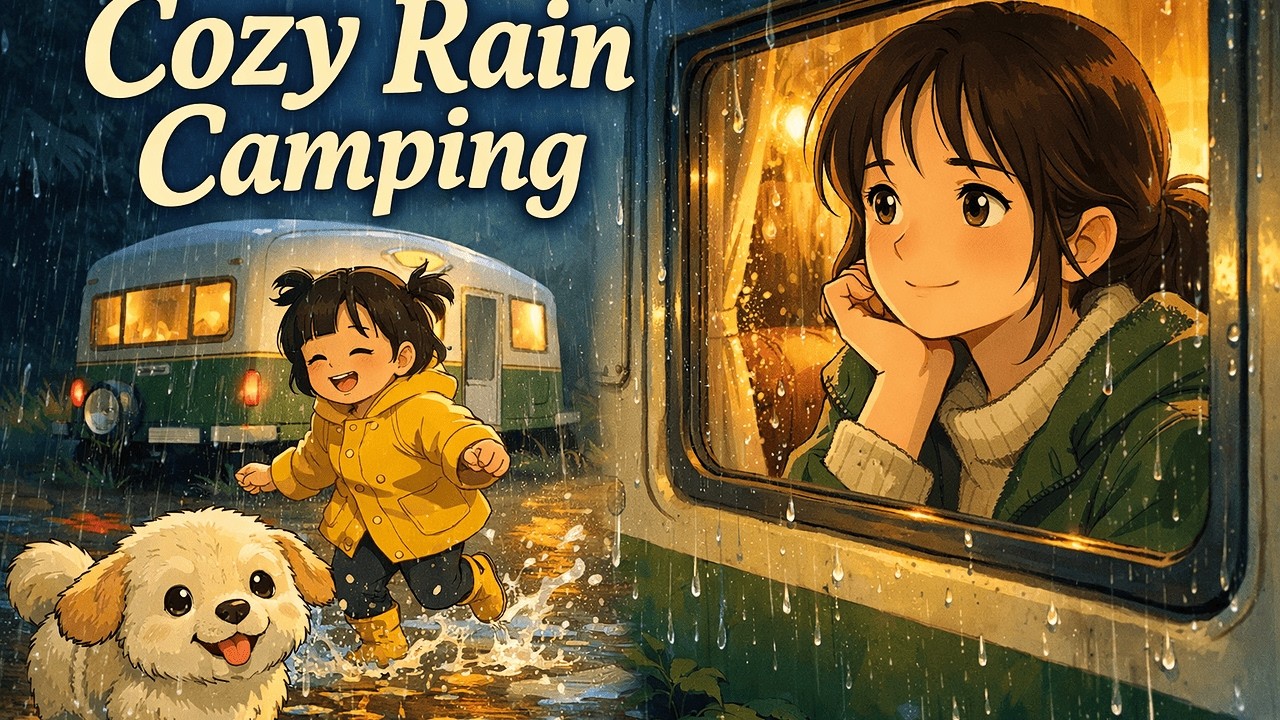 Rainy Jungle Camping ASMR 🌿 Cozy Ghibli Style Mother & Daughter Night