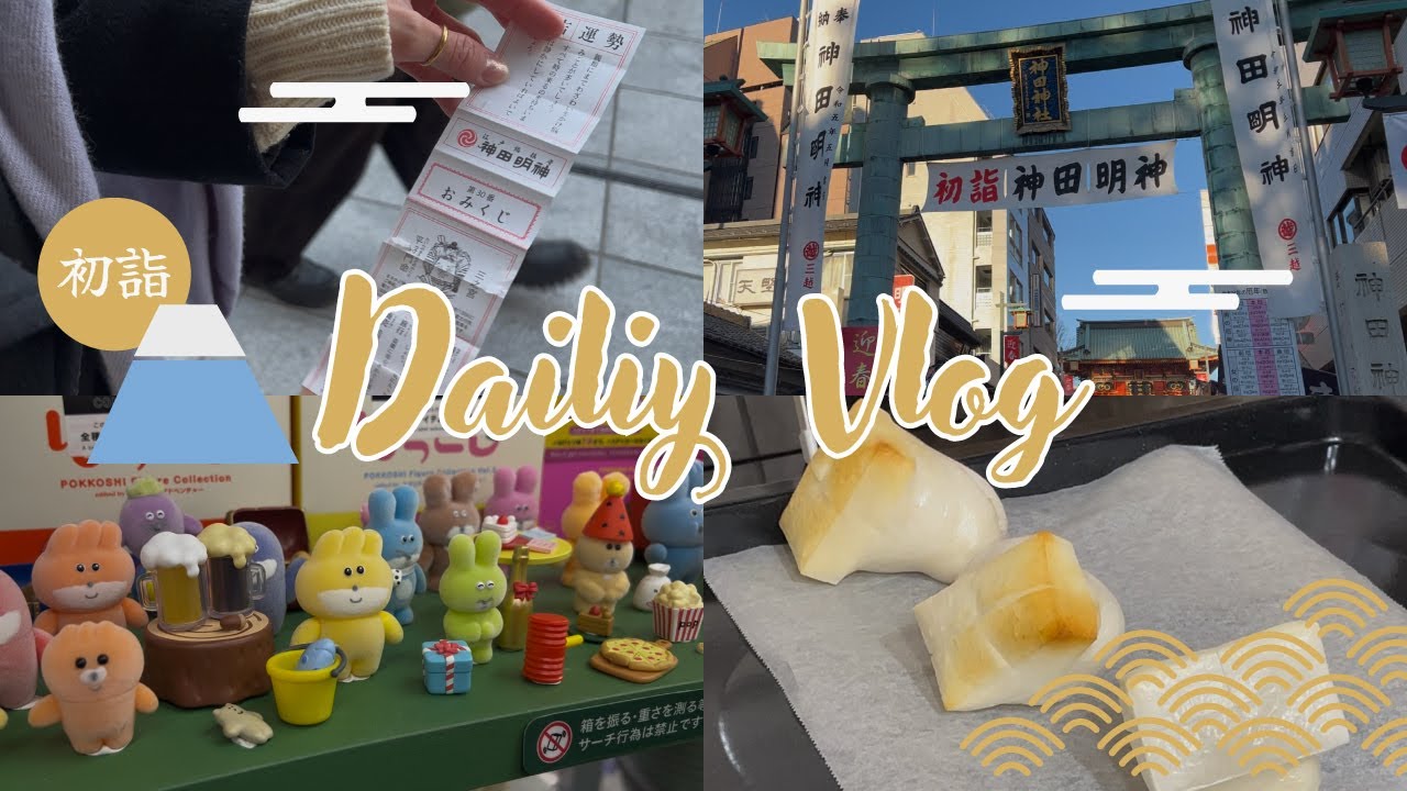 【vlog】神田明神で初詣🎍⛩️｜参拝・屋台ご飯・御茶ノ水・ぽっこしグッズ・帰宅後お餅をのんびり食べる
