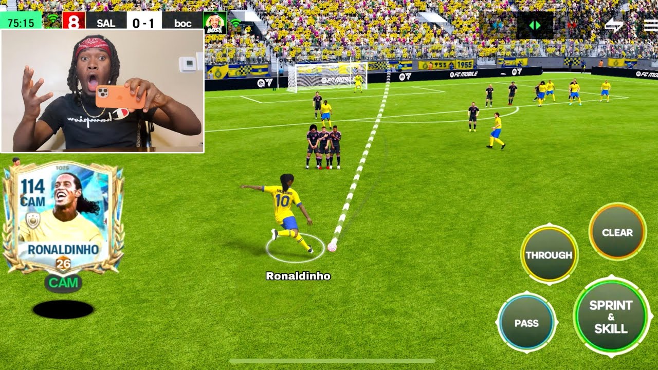 114 Rated TOTS Ronaldinho FREE-KICK is crazy BROKEN - FC MOBILE