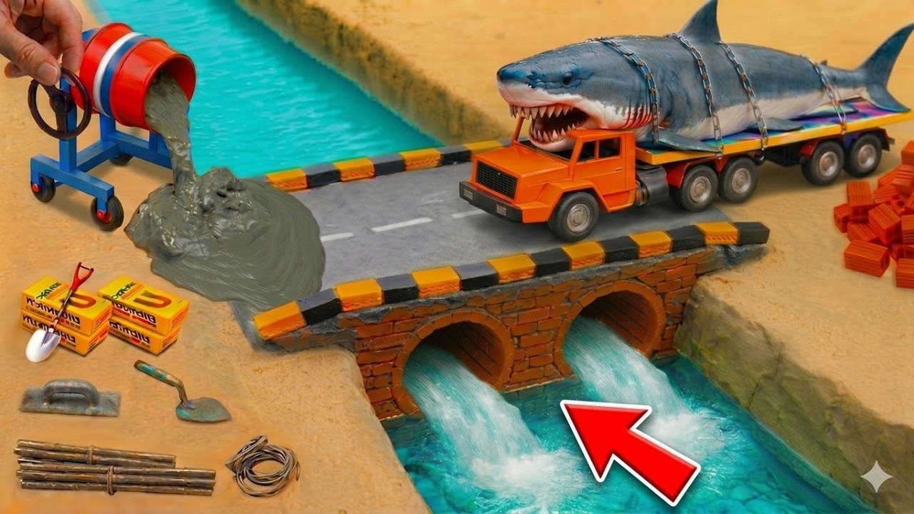 Amazing DIY Truck & Mini Tractor Build Brick Bridge with Modern Drain Valves After Flood