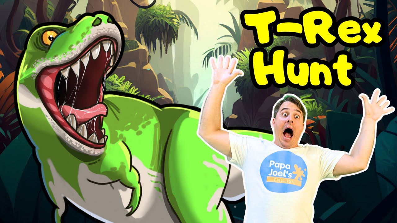 T-Rex Scavenger Hunt | Educational Dinosaur Videos for Kids By Papa Joel's English