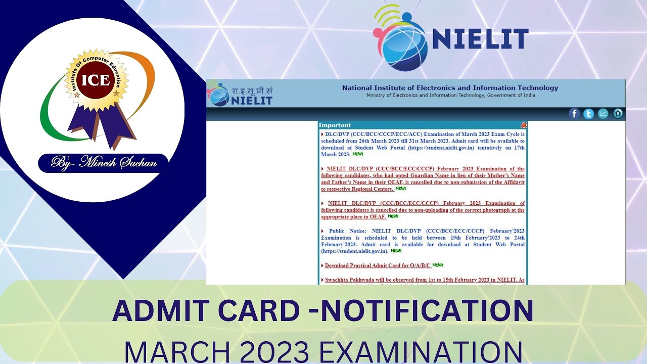 CCC/CCCp/ECC / Data entry admit card march 23