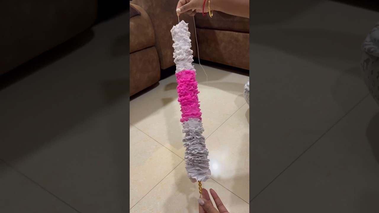 Make Festival Garland using Crepe paper | Festival decoration at home #diyideas #shorts
