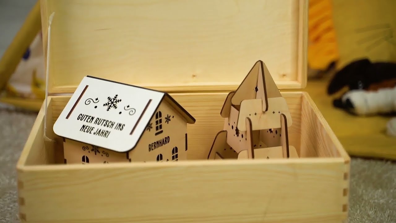 LAUBLUST Erinnerungsbox Baby Personalisiert   Dschungel Serie   Geschenk zur Geburt   Holzkiste Natu