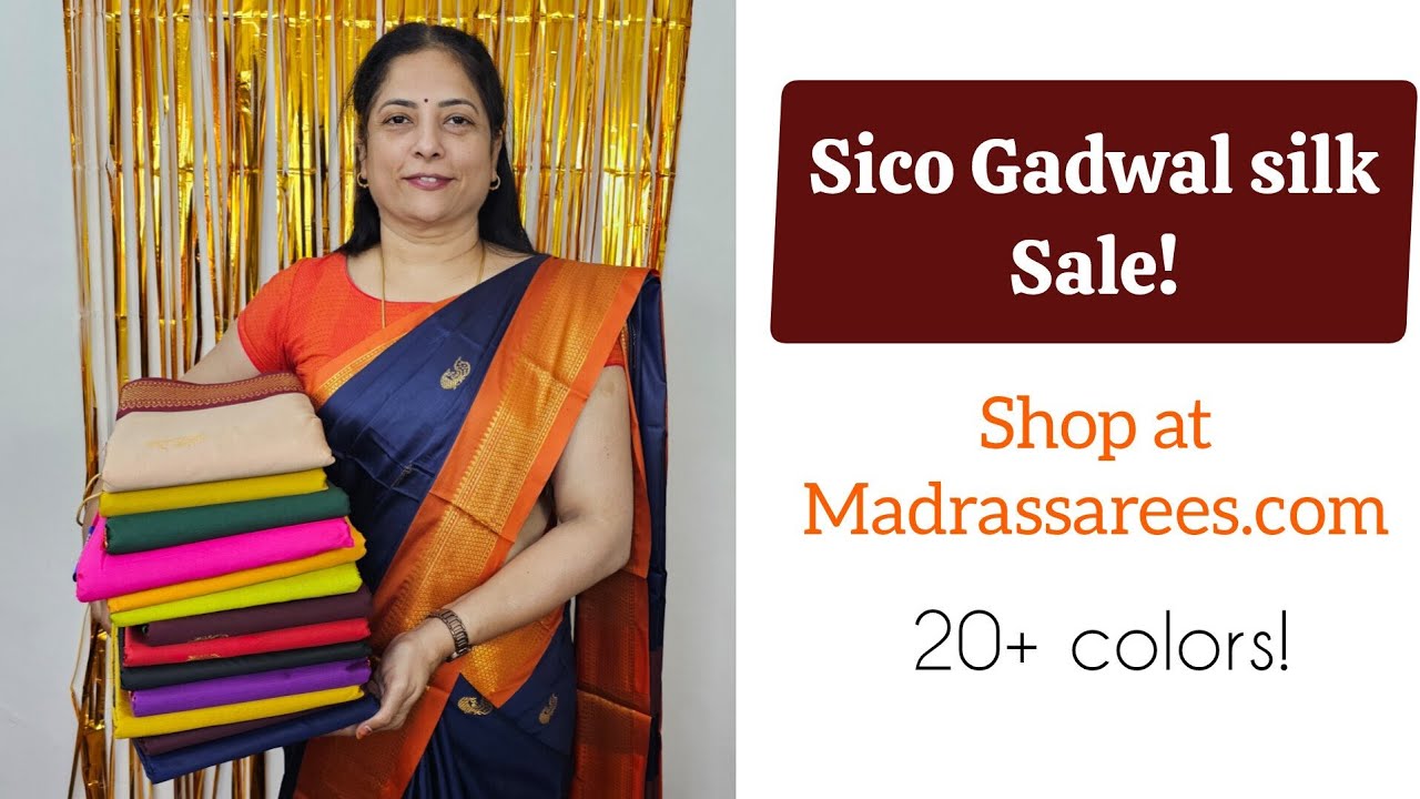 Christmas sale! Sico Gadwal silk | shop at madrassarees.com | 20+ colors!