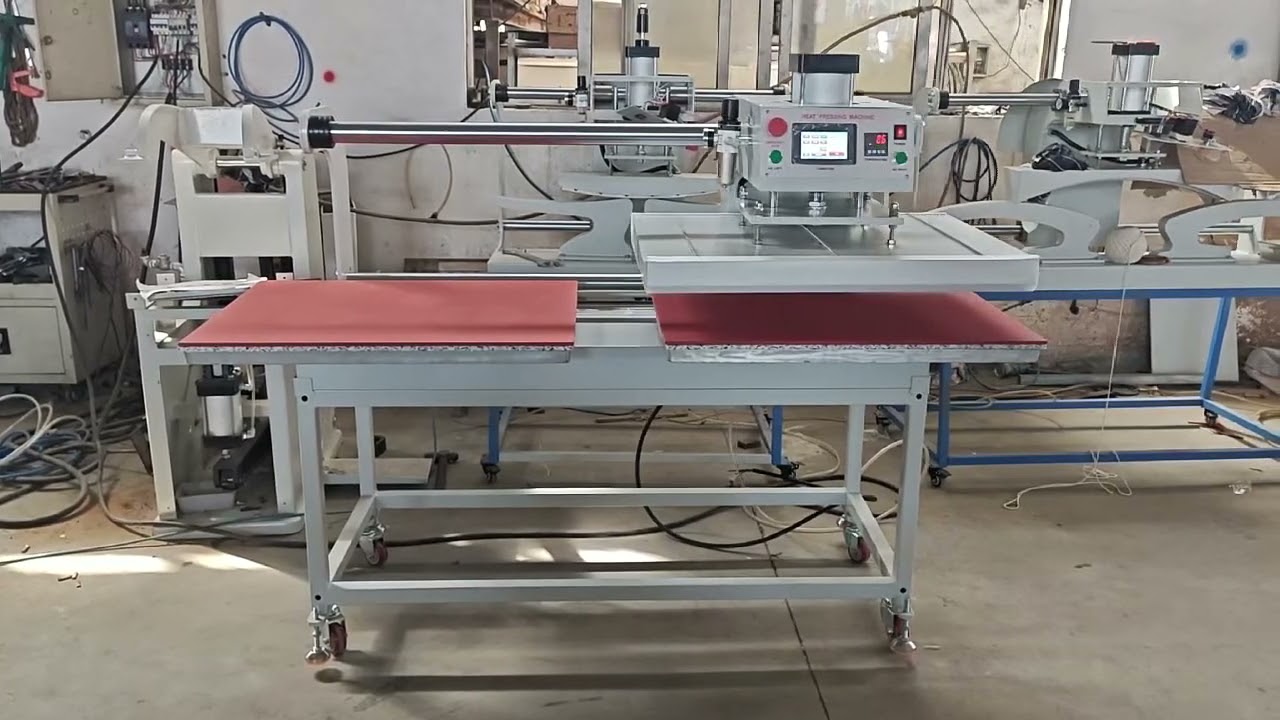 Automatic moving double station pneumatic heat transfer pressing machine