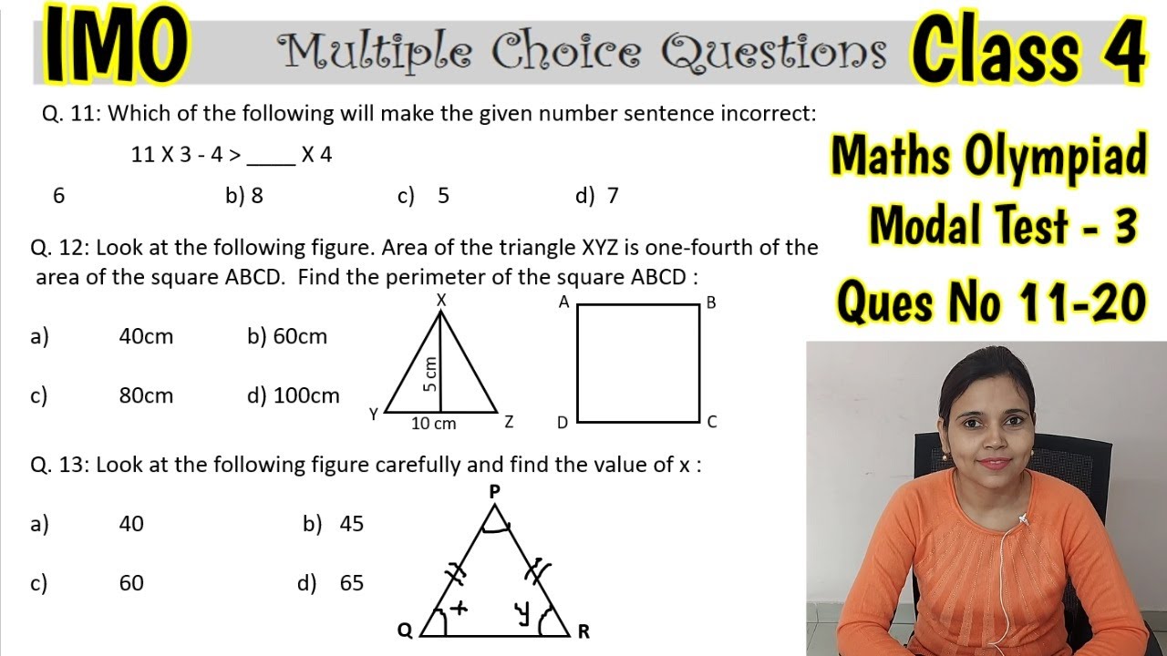 Olympiad Exam for Class 4 Maths 2023 | Model Test 3 (Ques no 11-20) | Maths Olympiad for Class 4