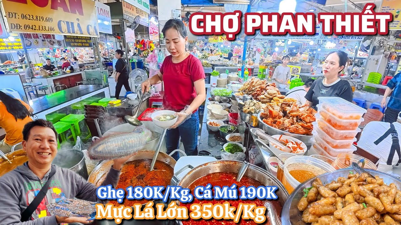 Chợ Phan Thiết, Ghẹ 4 Con 180K, Mực Lá Lớn 350K, Cá Mú 190K. Cập nhật Giá 13/9/2025.