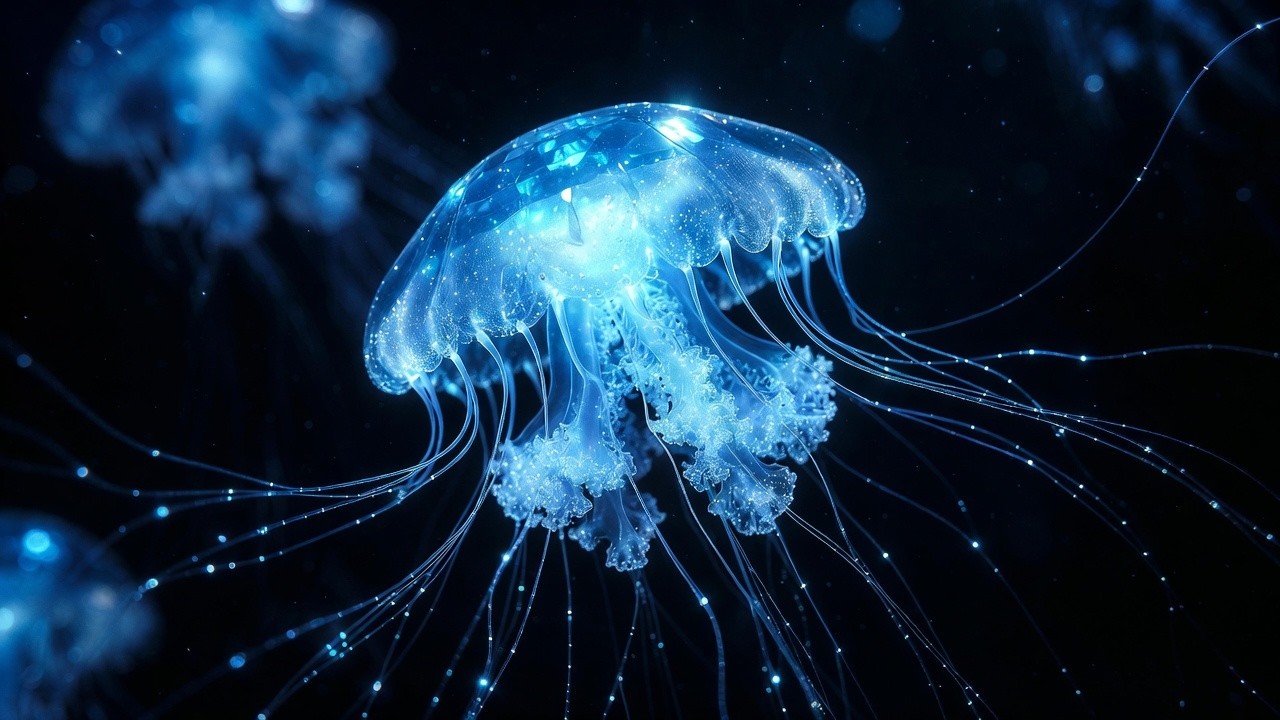Neon Jellyfish 4K • Ambient Music for Focus & Calm • OLED Friendly