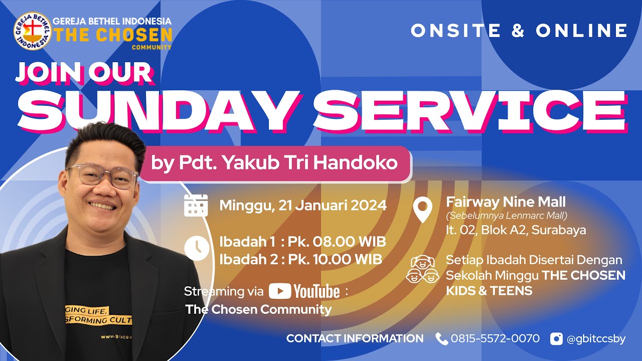 IBADAH RAYA 1 GBI TCC ~ PENGGEMAR ATAU MURID (YAKUB TRI HANDOKO) ~  21 JAN 2024