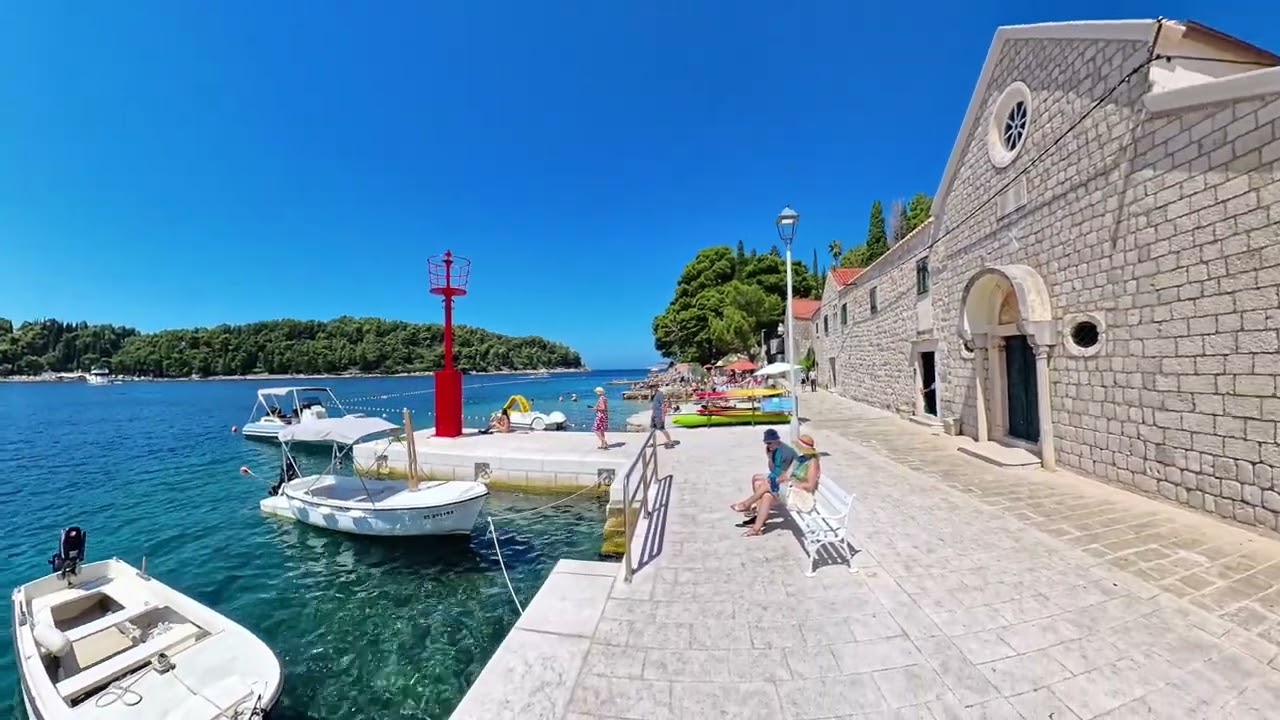 Cavtat Croatia Beach Walk July 2025 filmed on Insta360 X4