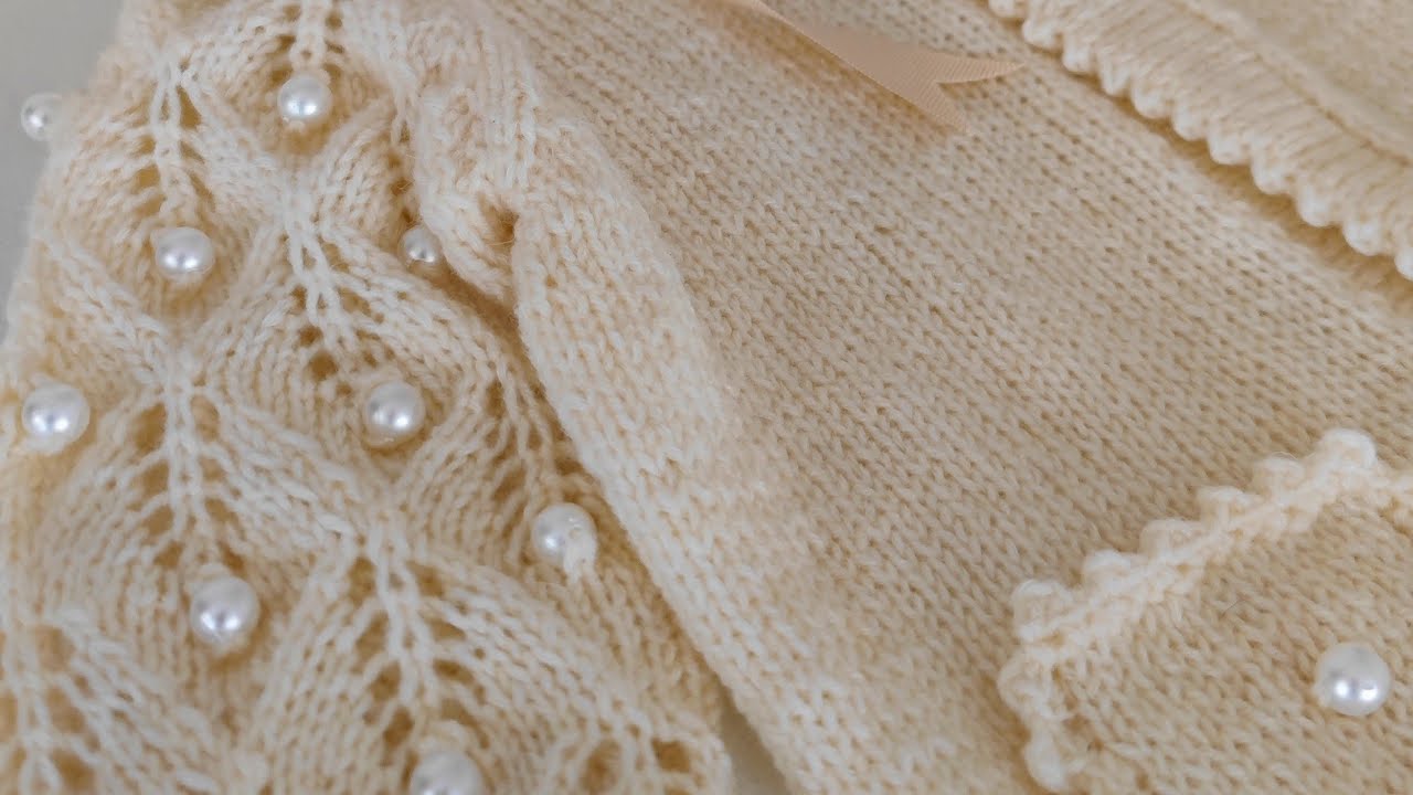 iNCİ hırka...Ajurlu,incili  kolay kız bebek hırkası