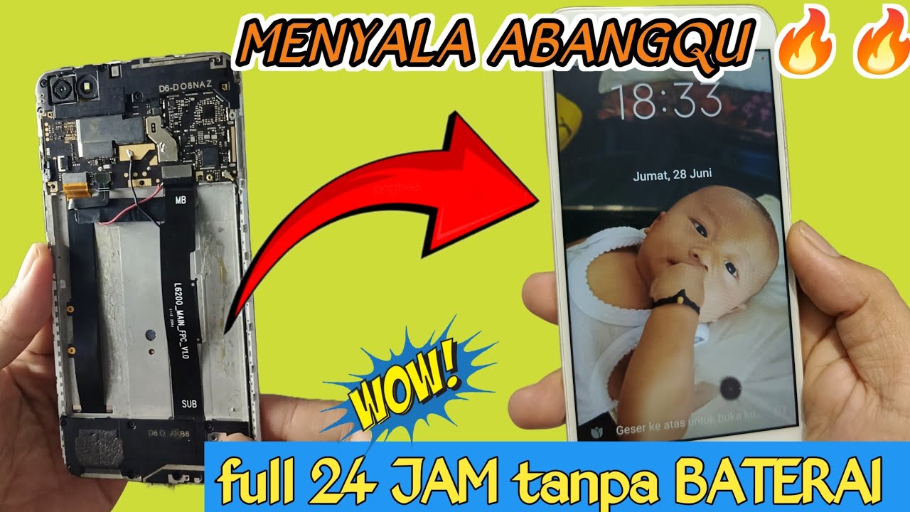 Cara Hidupkan Hp tanpa Baterai//cara buat hp menyala 24 jam tanpa baterai