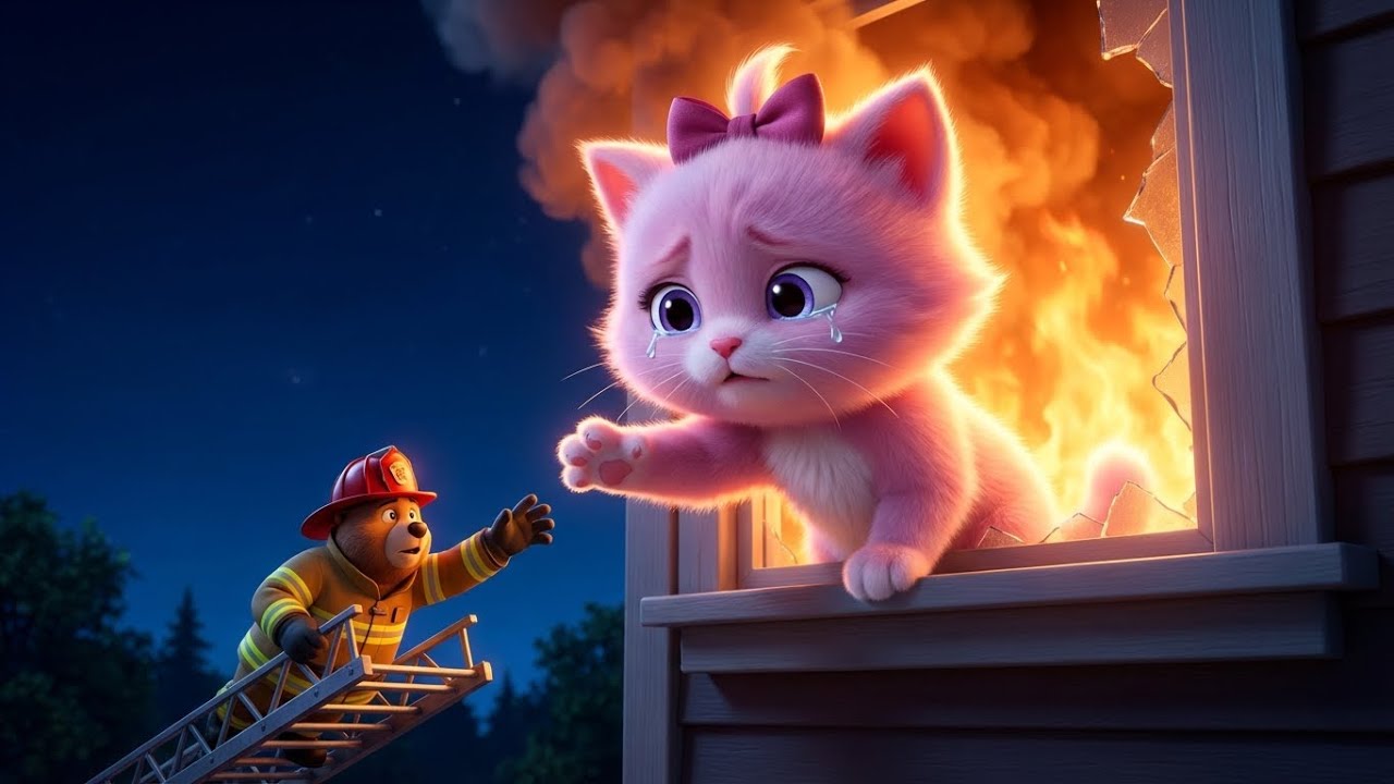Little KITTEN trapped in fire 🔥🐱 dad risked everything...