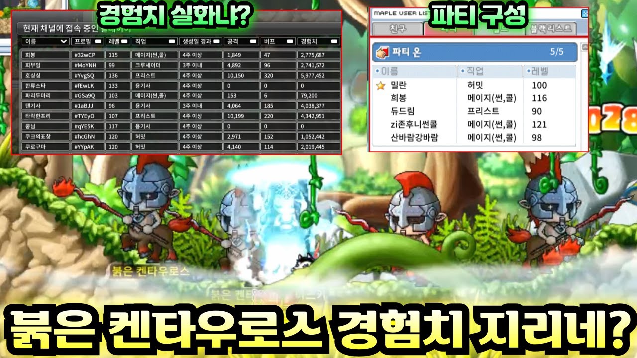 [메이플랜드] 리프레 최고 사냥터! 역대급 경험치! 붉켄 추천 레벨및 파티 구성 꿀팁!