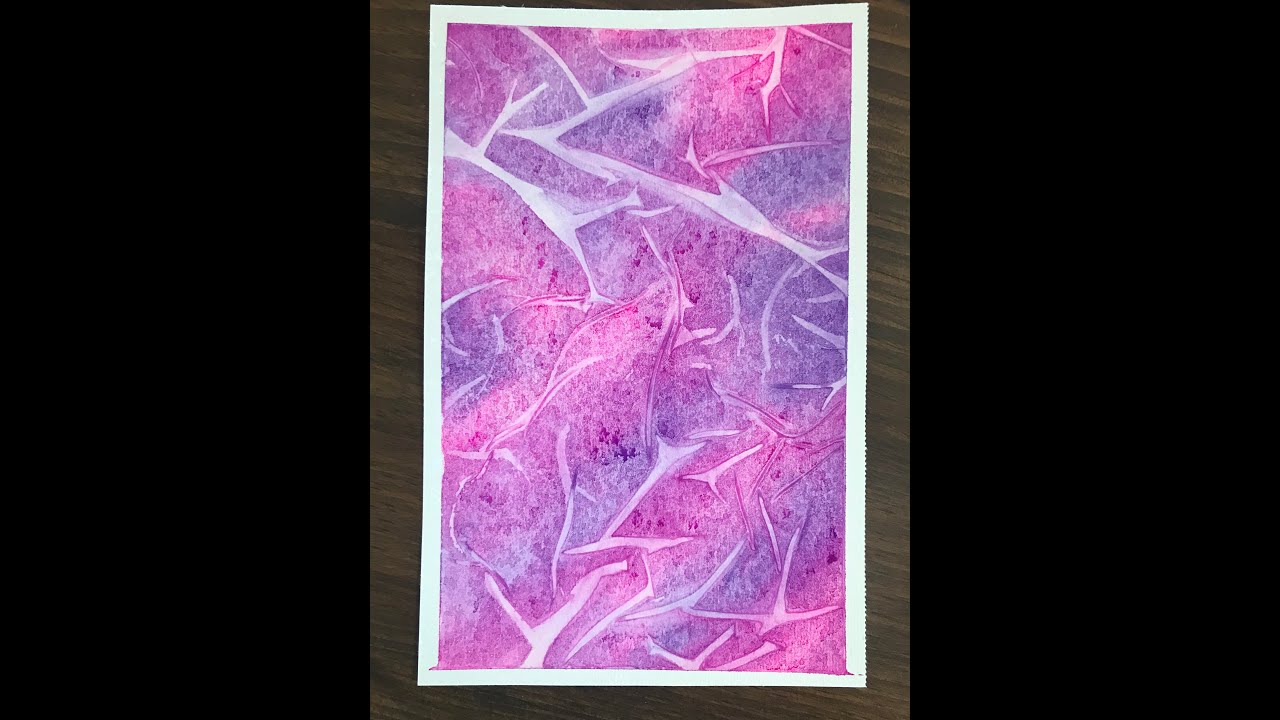 Abstract watercolor using plastic wrap.