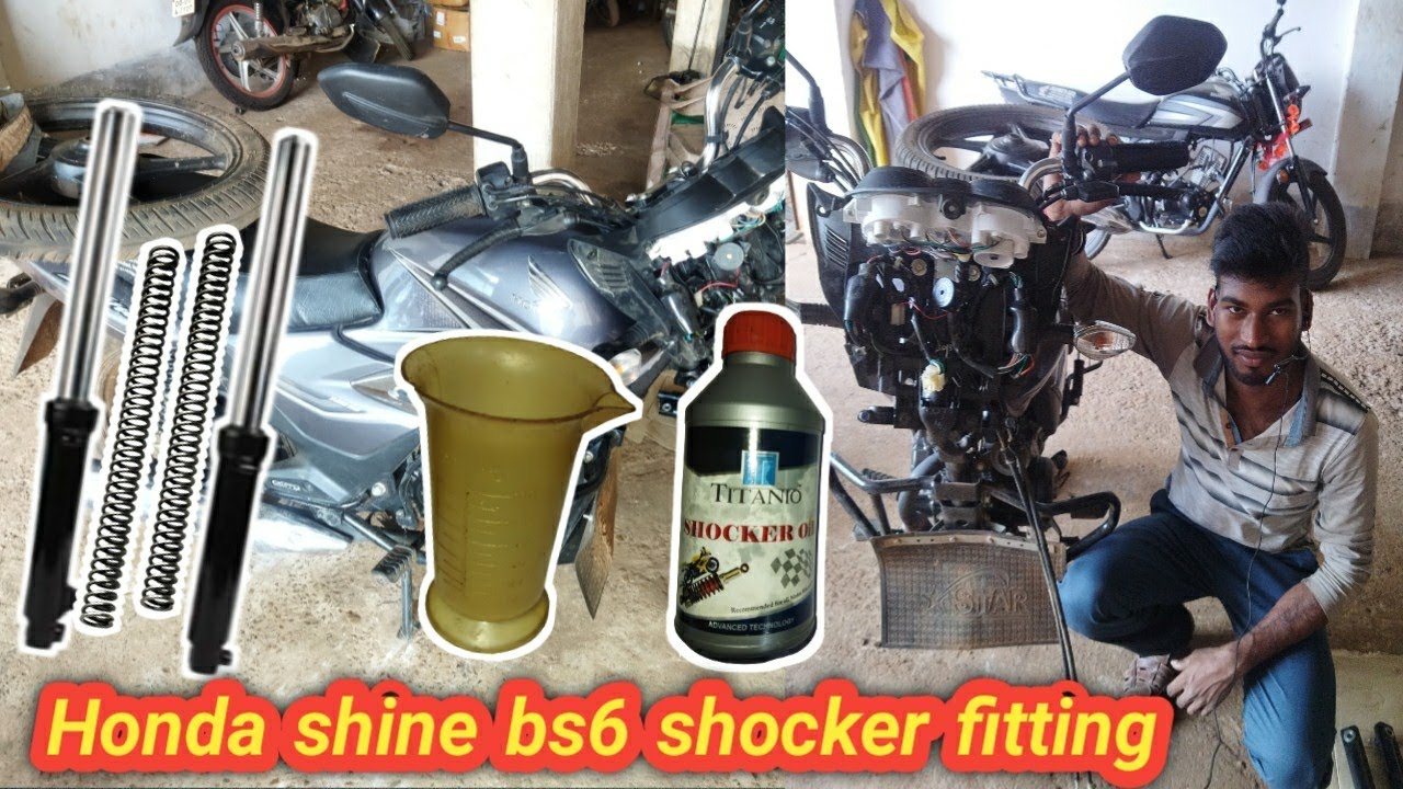 Honda shine bs6 full servicing//front shocker problem//how to change shocker oil in honda shine bs6