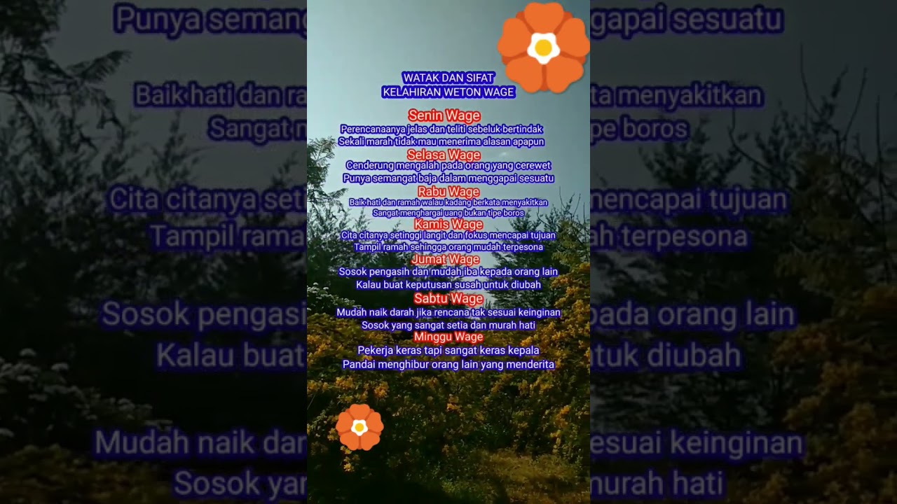 Watak dan sifat weton Wage #weton#neptu#primbon#pasaranjawa#jodoh#watak