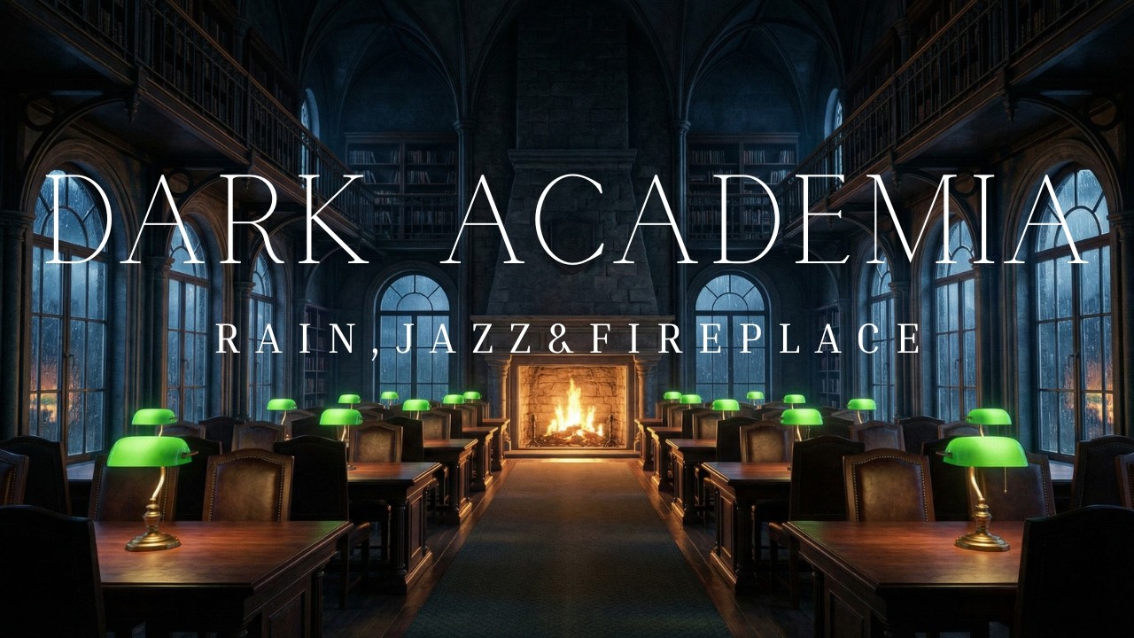 Fireplace Library Ambience | Dark Academia Concentration Music for Study