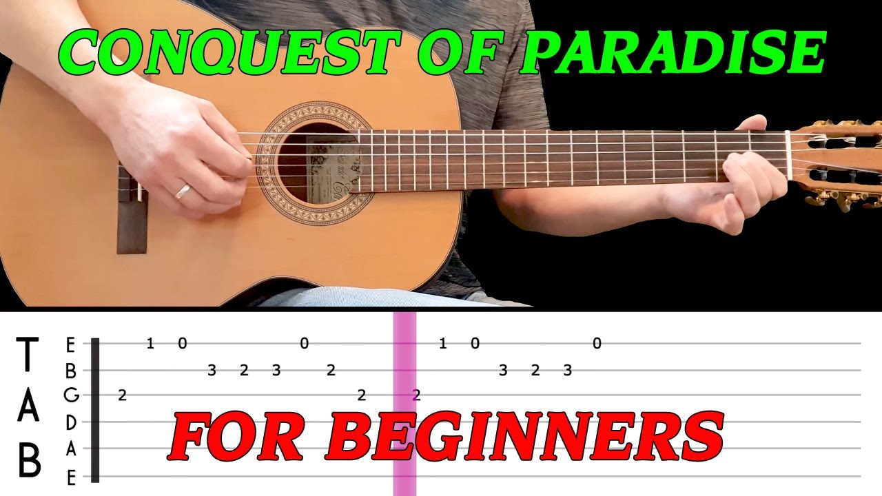 CONQUEST OF PARADISE | Easy guitar melody lesson for BEGINNERS (with tabs) - Vangelis