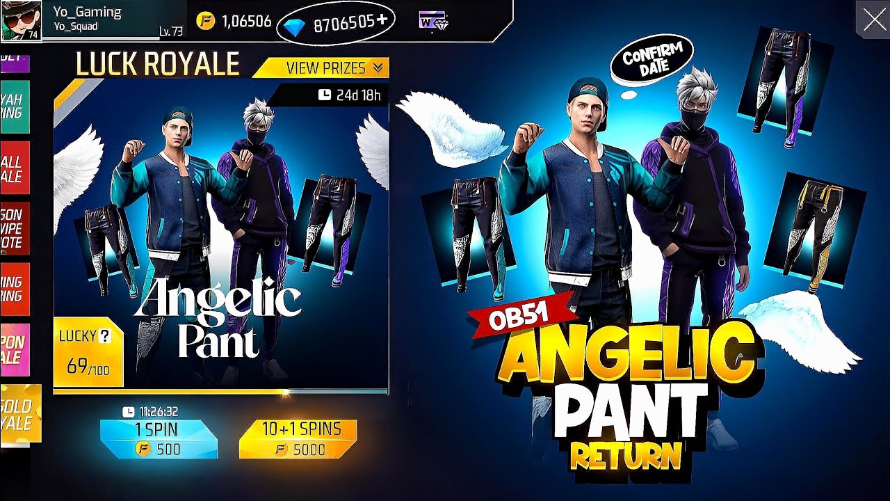 Angelic Pant Return (Confirm Date)🤯💥, Black Juzz Pant Event | Next Emote Royale FF | Ff New Event