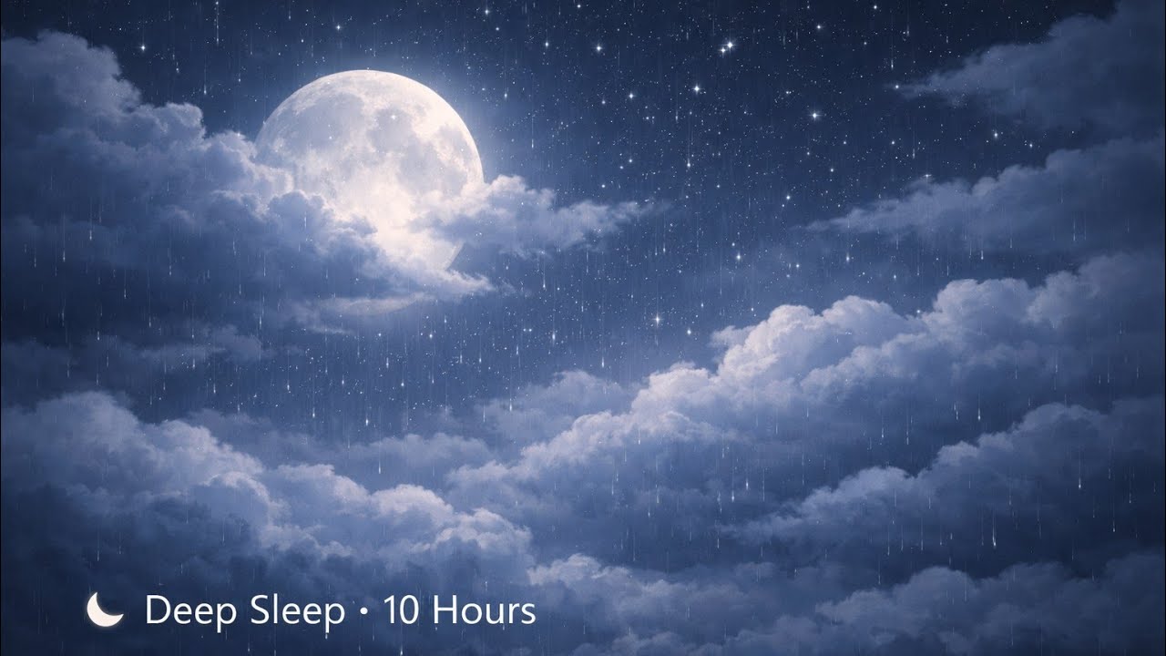 Gentle Rain Under Moonlit Clouds 🌧️ | Deep Sleep Sounds | 11.30  Hours