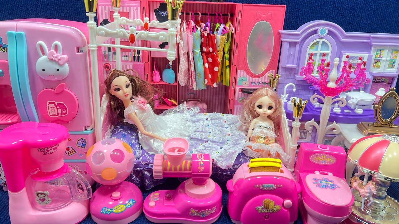 11 Minutes Satisfying with Unboxing Barbie Princess Pink House, Rock Bed Play Set Review Toys | ASMR