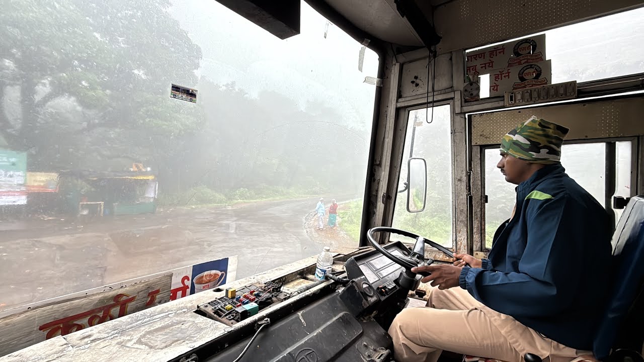 MUMBAI TO BHIMASHANKAR VIA OLD KHANDALA GHAT : FULL JOURNEY : MSRTC ST BUS CABIN RIDE