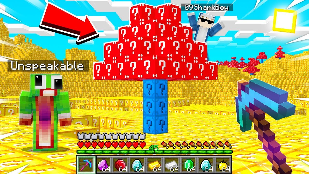 Minecraft But EVERYTHING You TOUCH Becomes a LUCKY BLOCK! With UnspeakableGaming and 09SharkBoy
