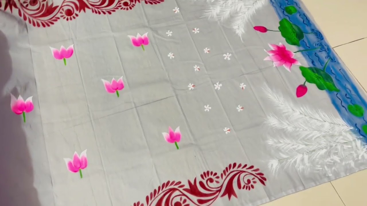 আবারও একটি অসম্ভব সুন্দর নতুন হ‍্যান্ড পেইন্টেড শাড়ি ডিজাইন/hand painted saree/ fabric printing 