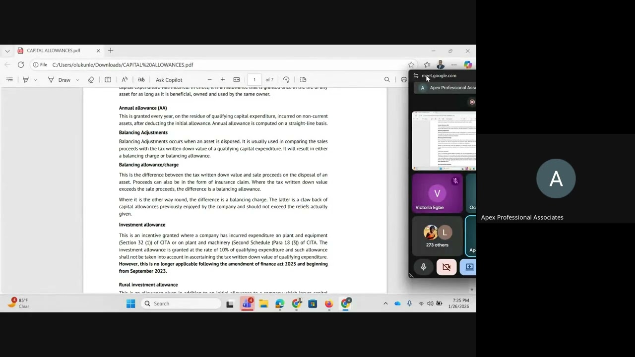 Apex Lecture for ATAX (May 2026) - Class 4 on Capital Allowance