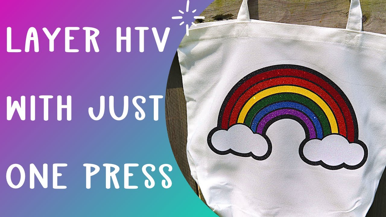 Layering HTV in one press Cricut hack - Glitter HTV layered