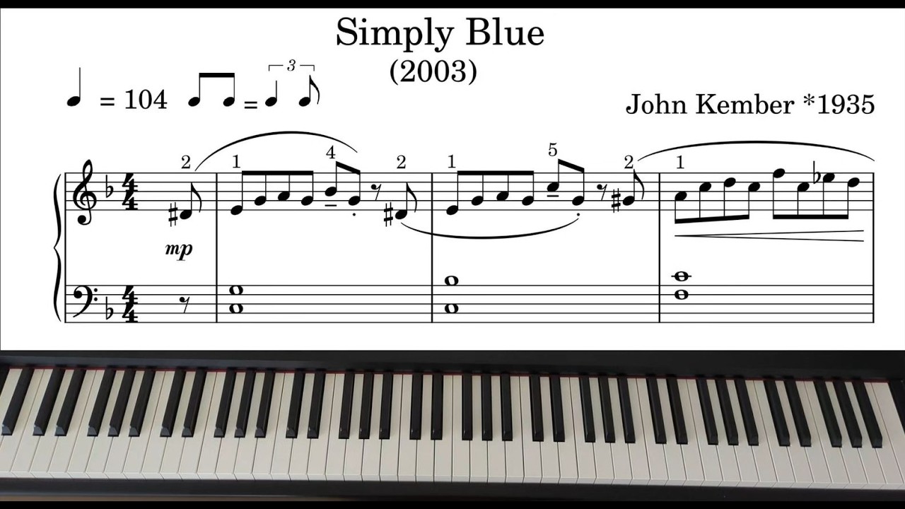 Simply Blue - John Kember | Slow Easy Piano Version with Sheets