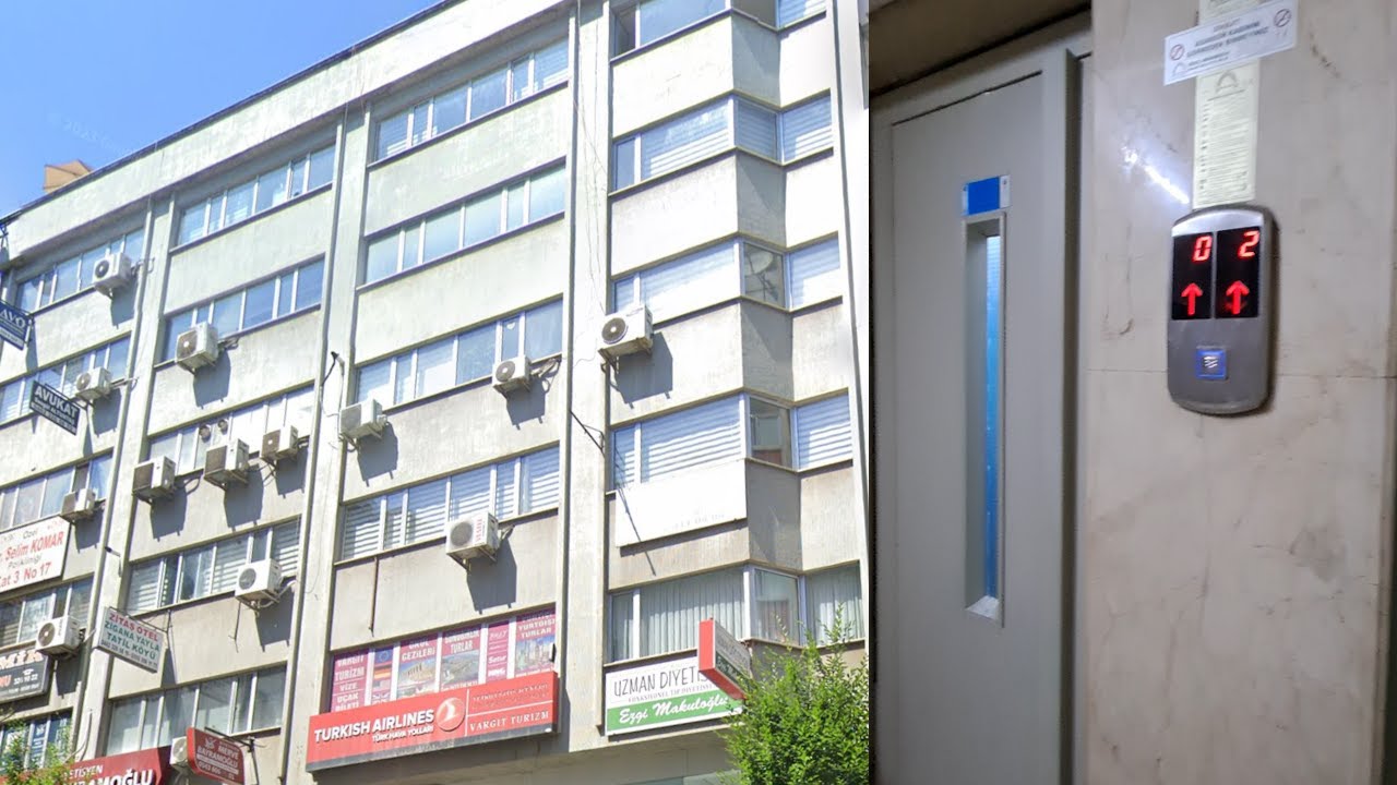 Twin Elevators! 2000's Gökkuşağı Elevators (talking w/music) @ Saruhan İş Hanı, Ortahisar, Trabzon