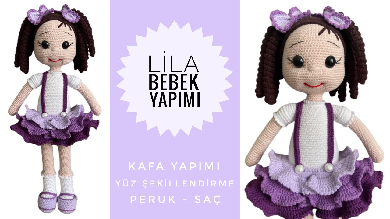 Amigurumi Lila Bebek~Kız Bebek💜 ENGLISH SUBTITLES (Kafa,Peruk,Saç) 2/3