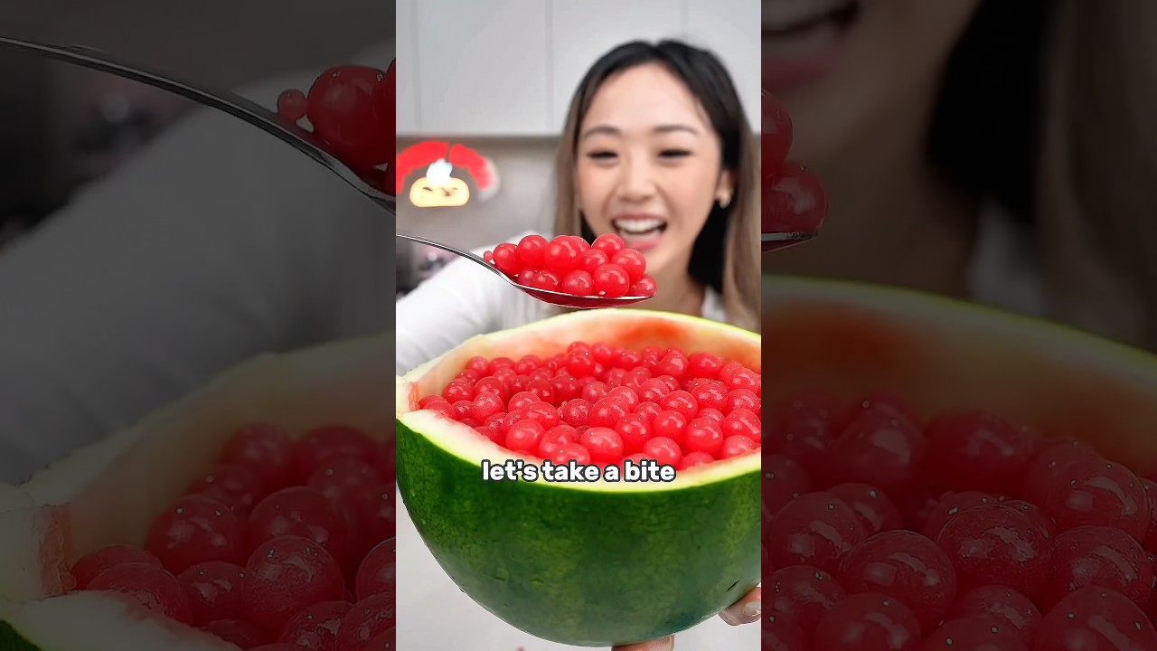 Watermelon popping boba from @catherine.desserts