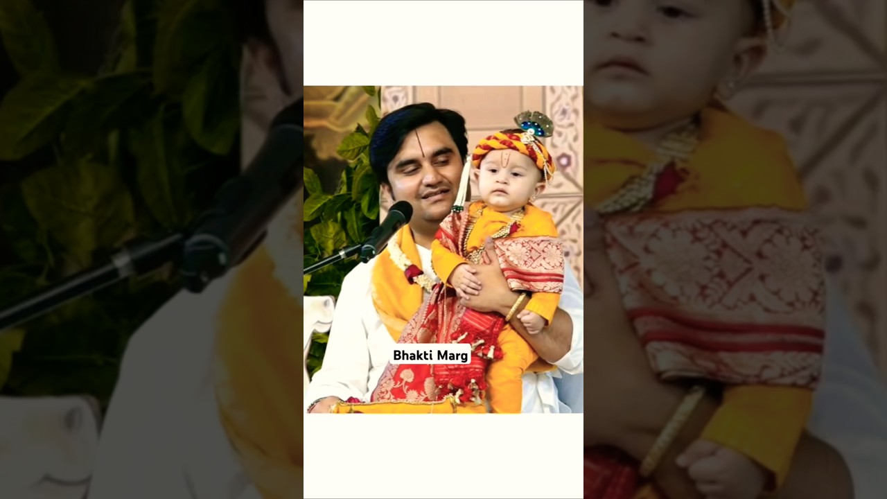 Indresh ji with cute little Krishna 😍 Indresh Upadhyay ji 