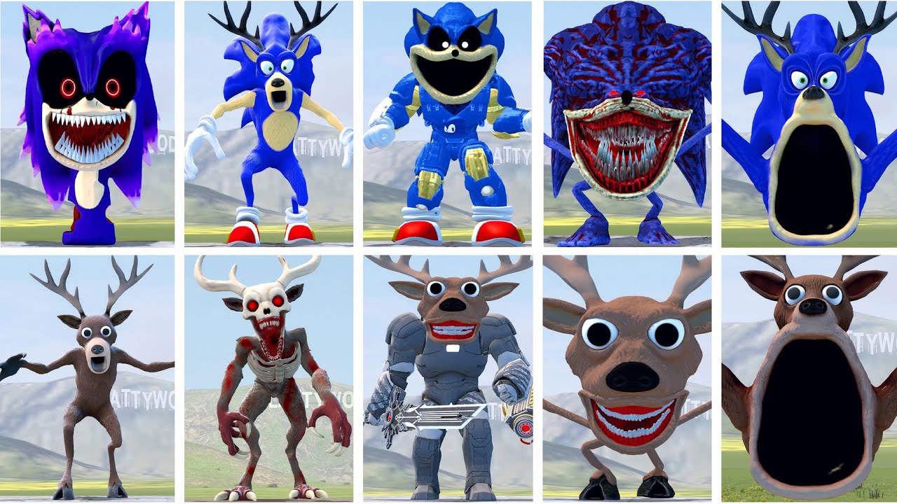 EVOLUTION OF ALL SHIN SONIC TAPES FAMILY VS CURSED DEER ITALIAN AI BRAINROT MEMES in Garry's Mod