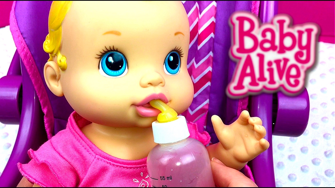 Feeding my Baby Alive Sip N Slurp Doll Drinks Orange Doll Juice in New Pet Bottle