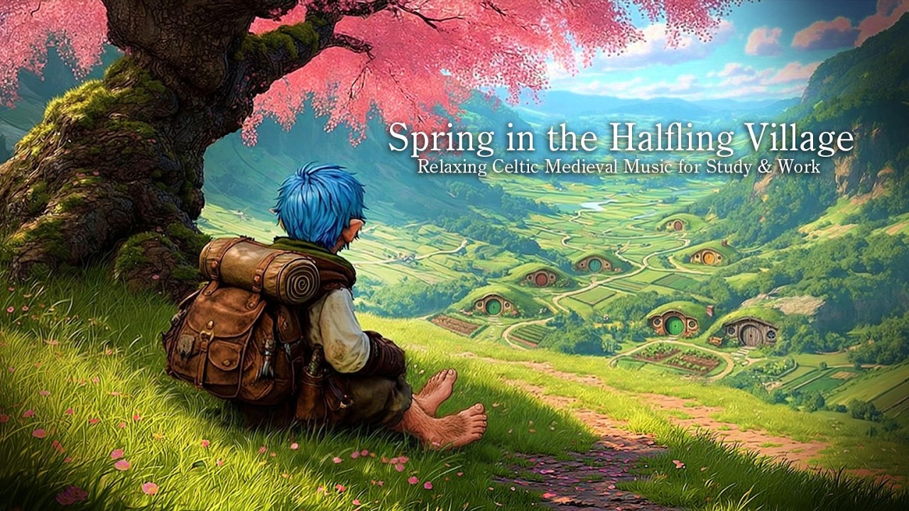 Relaxing Celtic Medieval Music for Study & Work | Cherry Blossom Spring in the Halfling Village