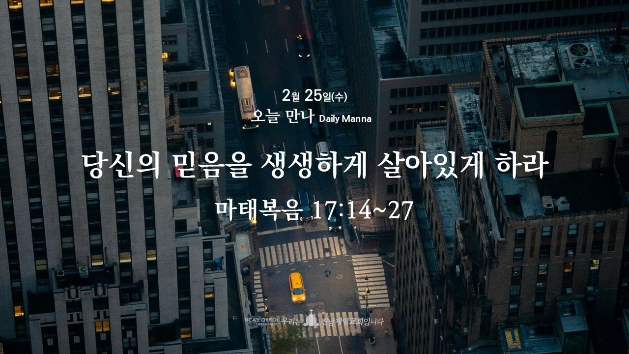 (20260225 새벽기도회) 당신의 믿음을 생생하게 살아있게 하라 (마태복음 17:14~27)