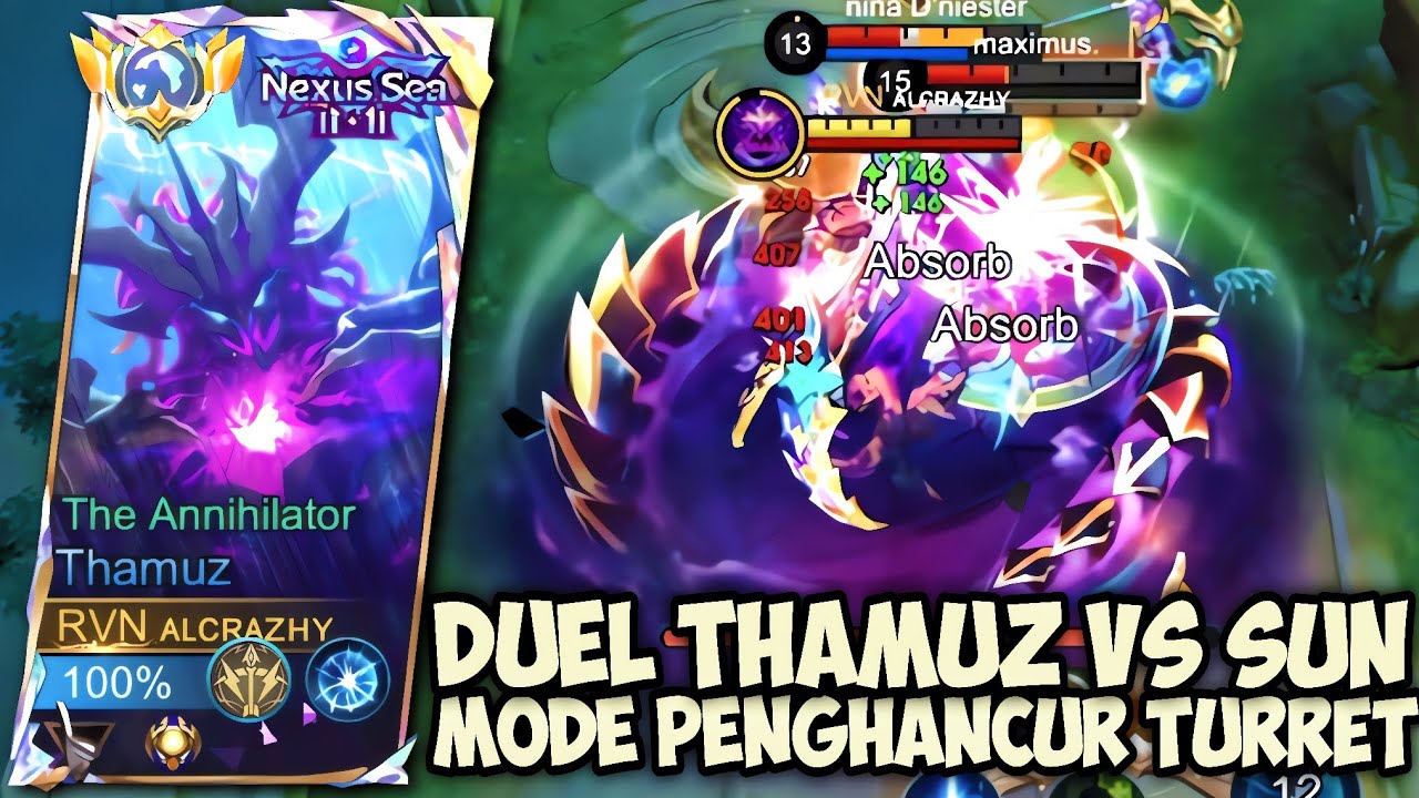 TERLALU SAKIT‼️22 KILL THAMUZ MODE RAYAP PENGHANCUR TURRET | GAMEPLAY TOP GLOBAL THAMUZ - MLBB